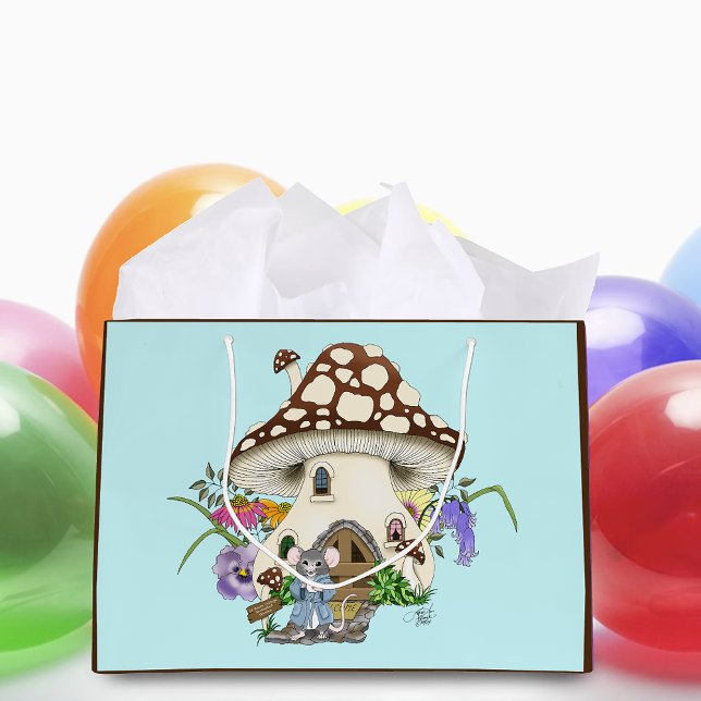 Fantasy Mouse Mushroom House Floral Große Geschenktüte (Von Creator hochgeladen)