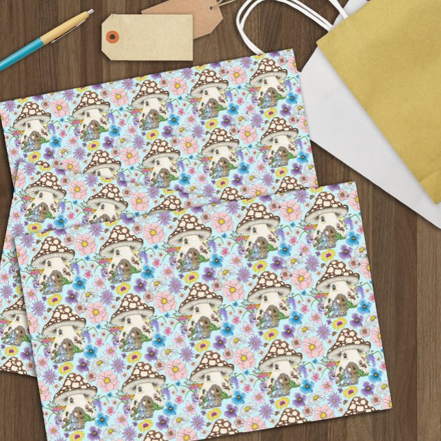 Fantasy Mouse Mushroom House Floral Seidenpapier (Von Creator hochgeladen)