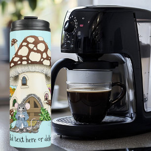 Fantasy Mouse Mushroom House Floral Thermosbecher