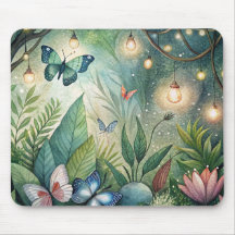 Fantasy Mousepad W/Blume und Schmetterlinge