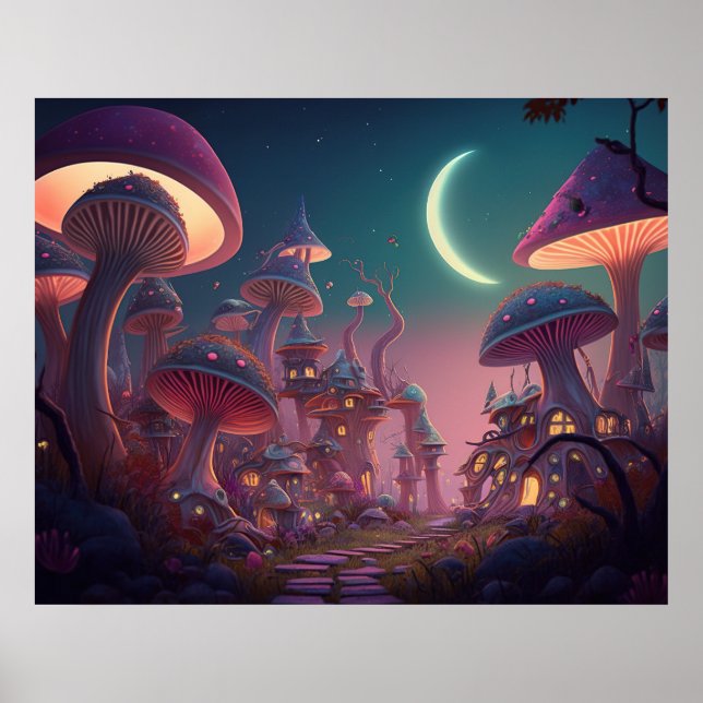 Fantasy Mushroom City Poster (Vorne)