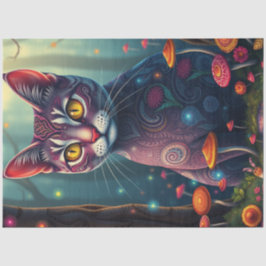 Fantasy Mushroom Forest Lila Cat Seidenpapier