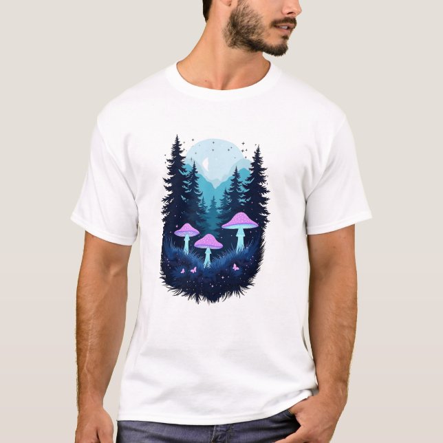 Fantasy Mushroom Starry Night T-Shirt (Vorderseite)