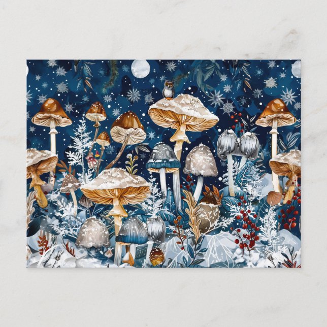 Fantasy Mushrooms in einer nächtlichen Szene grupp Postkarte (Vorderseite)