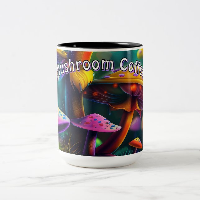 Fantasy Mushrooms Kaffee Cup Zweifarbige Tasse (Mittel)