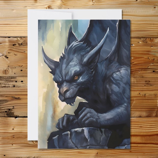 Fantasy Mythological Black Gargoyle Feiertagskarte (Von Creator hochgeladen)