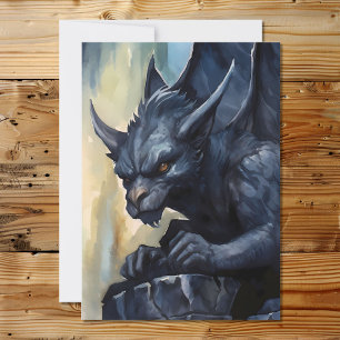 Fantasy-mythologische schwarze Gargoyle  Feiertagskarte