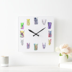 Fantasy Necklace Art Quadratische Wanduhr