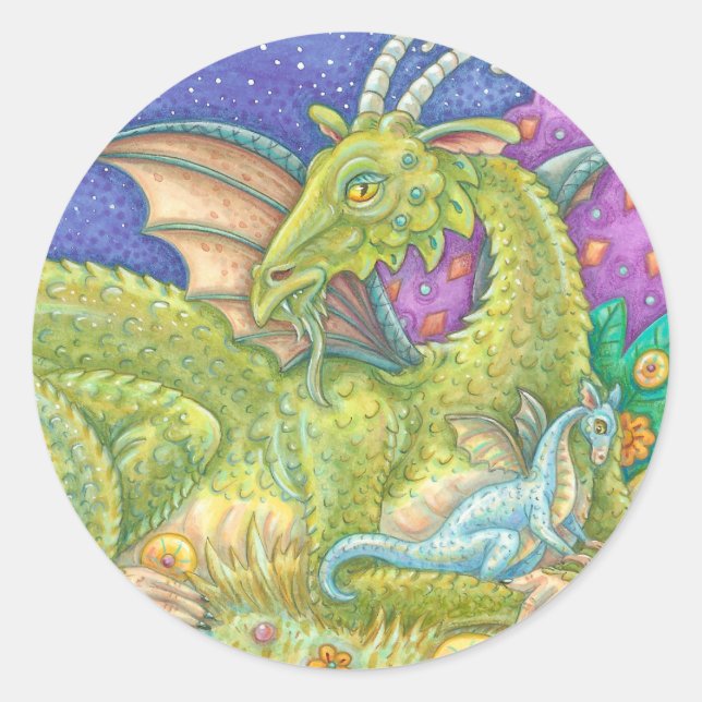 Fantasy Next Generation Baby Dragon Round Sticker (Vorderseite)