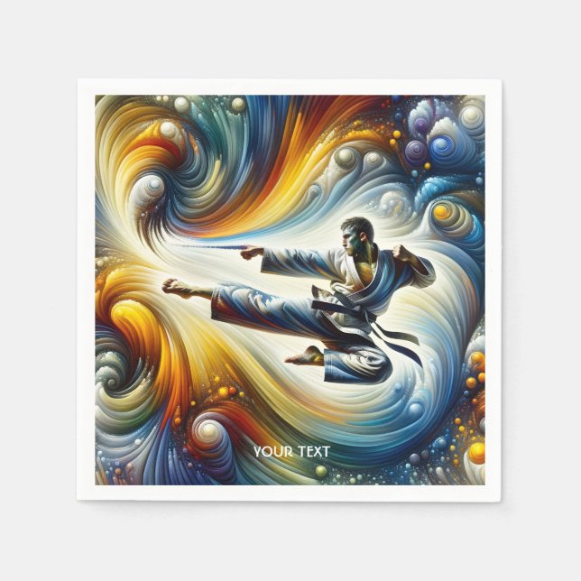Fantasy Niedlich Abstrakt Karate Zeichnend Serviette (Vorderseite)