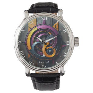 Fantasy Niedlich Abstrakt Orange Lila Armbanduhr