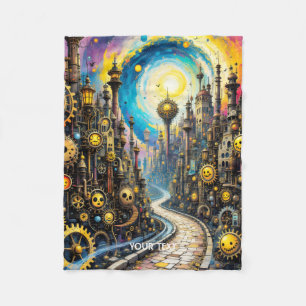 Fantasy Niedlich Abstrakt Steampunk City Fleecedecke