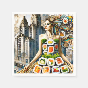 Fantasy Niedlich Abstrakt Sushi Dress Serviette