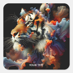 Fantasy Niedlich Abstrakt Tiger Head Quadratischer Aufkleber