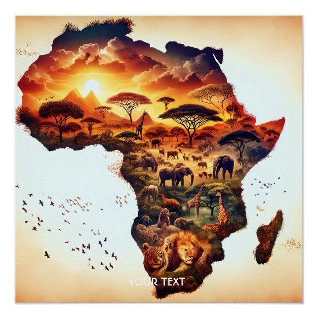 Fantasy Niedlich Africa Animations Map Poster (Vorderseite)