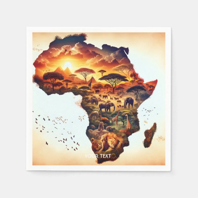 Fantasy Niedlich Africa Animations Map Serviette (Vorderseite)