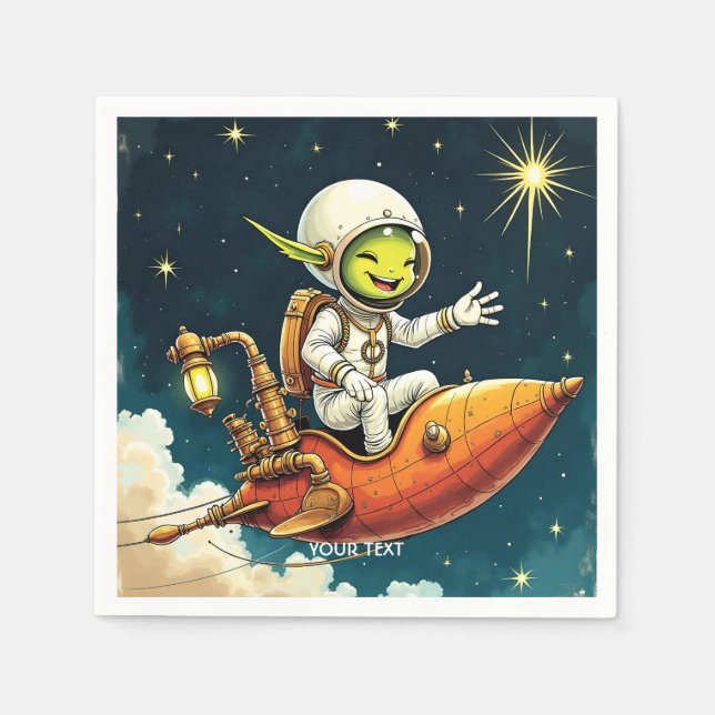 Fantasy Niedlich Alien Space Ship Serviette (Vorderseite)