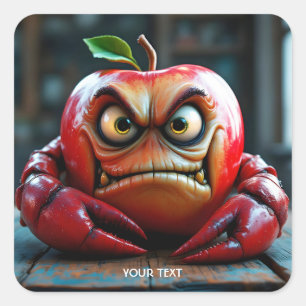 Fantasy Niedlich Angry Apple Crab Quadratischer Aufkleber