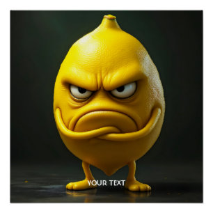 Fantasy Niedlich Angry Looking Lemon Poster