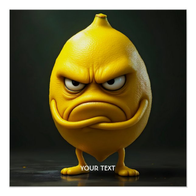 Fantasy Niedlich Angry Looking Lemon Poster (Vorderseite)