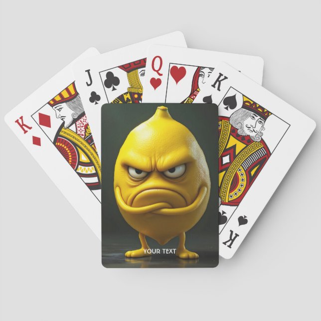 Fantasy Niedlich Angry Looking Lemon Spielkarten (Rückseite)