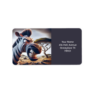 Fantasy Niedlich Angry Zebra Adressaufkleber