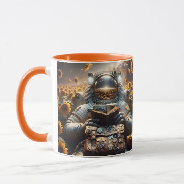 Fantasy Niedlich Astronaut Buch Blume Tasse (Links)