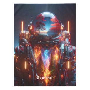 Fantasy Niedlich Astronaut Landschaftsfeuer Tischdecke