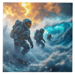 Fantasy Niedlich Astronauten Sturmsee Fliese