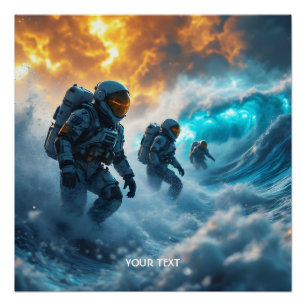 Fantasy Niedlich Astronauten Sturmsee Poster