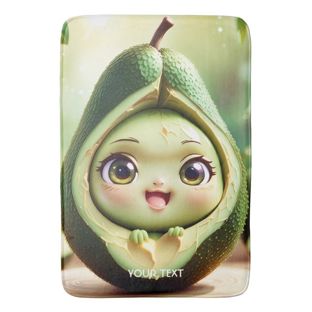 Fantasy Niedlich Avocado Smile Eyes Badematte (Vorderseite Vertikal)