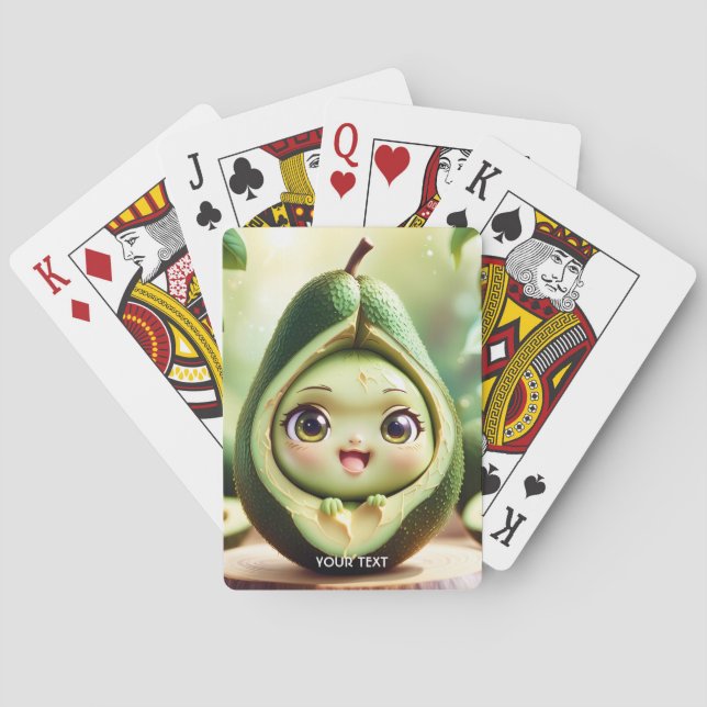 Fantasy Niedlich Avocado Smile Eyes Spielkarten (Rückseite)
