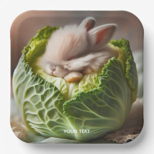 Fantasy Niedlich Baby Bunny Cabbage Pappteller