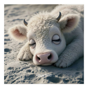 Fantasy Niedlich Baby Cow Schlafen Poster