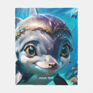 Fantasy Niedlich Baby Dolphin Blume Fleecedecke