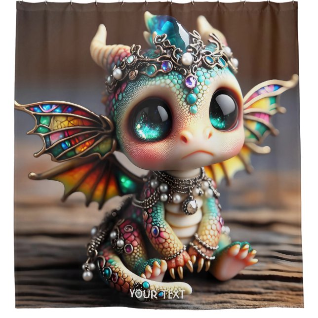 Fantasy Niedlich Baby Dragon Glass Duschvorhang (Vorderseite)