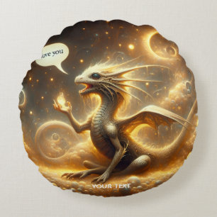 Fantasy Niedlich Baby Dragon Liebe Rundes Kissen