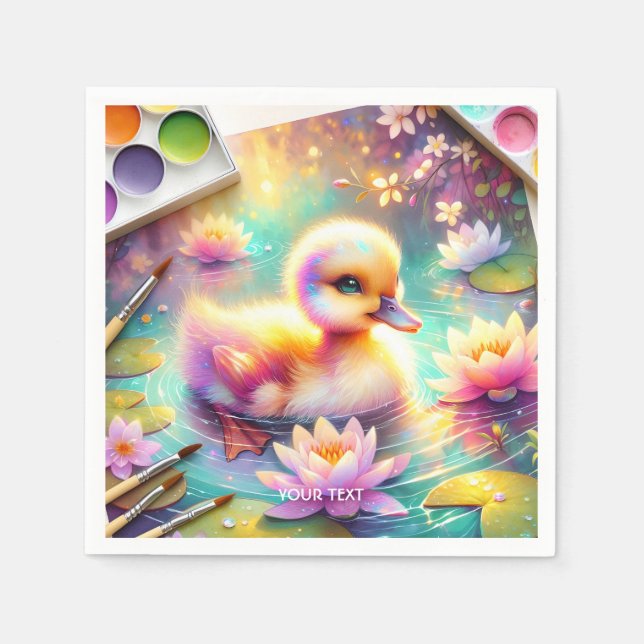 Fantasy Niedlich Baby Duck Blume Serviette (Vorderseite)