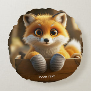 Fantasy Niedlich Baby Fox Box Rundes Kissen