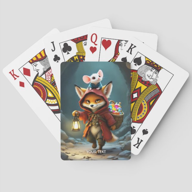 Fantasy Niedlich Baby Fox Mouse Spielkarten (Rückseite)