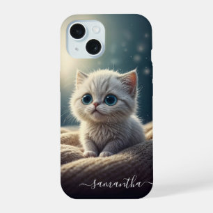 Fantasy Niedlich Baby Kitty Cat Lover's Personalis iPhone 15 Hülle