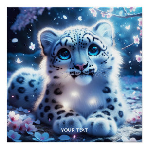 Fantasy Niedlich Baby Snow Leopard Poster