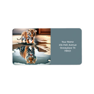 Fantasy Niedlich Baby Tiger Puddle Adressaufkleber