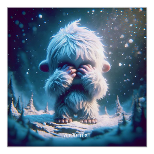 Fantasy Niedlich Baby Yeti Winter Poster (Vorderseite)
