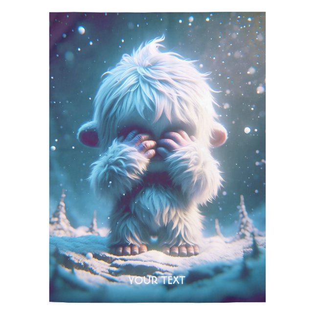 Fantasy Niedlich Baby Yeti Winter Tischdecke (Vorderseite)