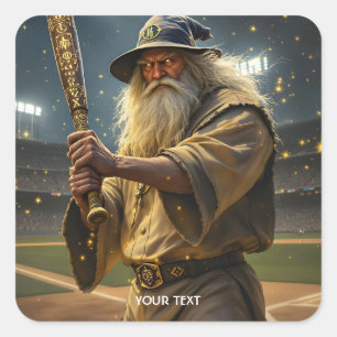 Fantasy Niedlich Baseball Wizard Bat Quadratischer Aufkleber