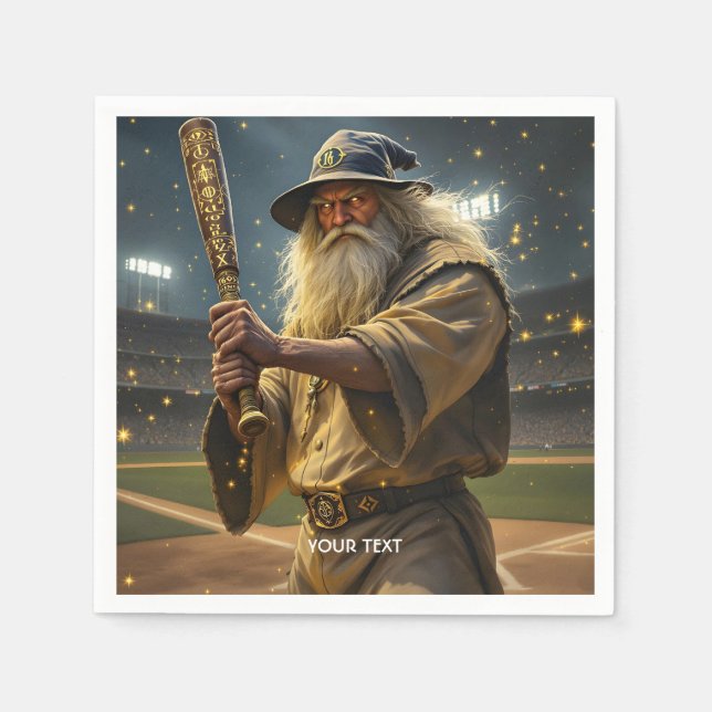 Fantasy Niedlich Baseball Wizard Bat Serviette (Vorderseite)