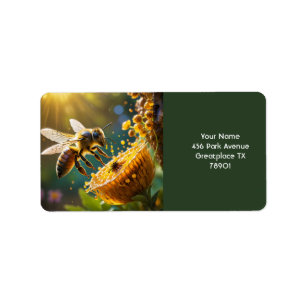 Fantasy Niedlich Bee Blume Sun Adressaufkleber