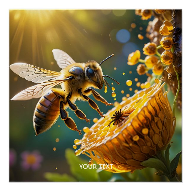 Fantasy Niedlich Bee Blume Sun Poster (Vorderseite)