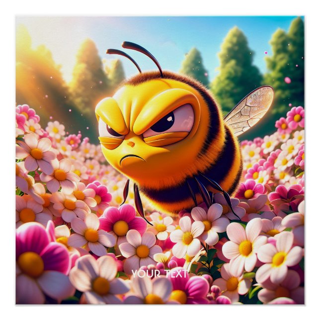 Fantasy Niedlich Bee Blume Sun Poster (Vorderseite)